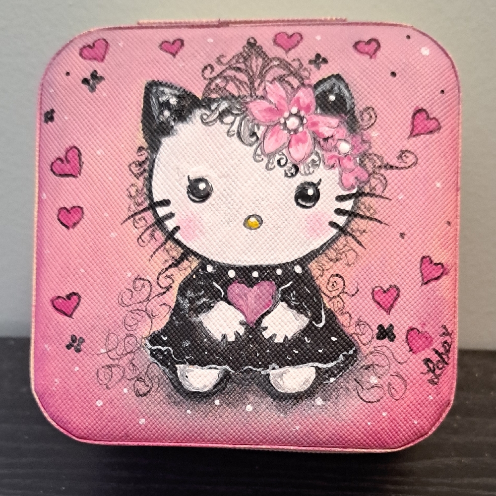Hand Crafted Painted Portable Jewelry Trinket Box